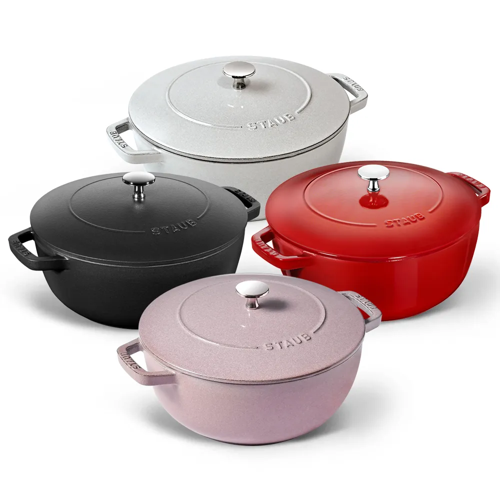 STAUB】迴力釘點琺瑯鑄鐵鍋和食鍋24cm-顏色任選/新舊包裝隨機出貨(德國
