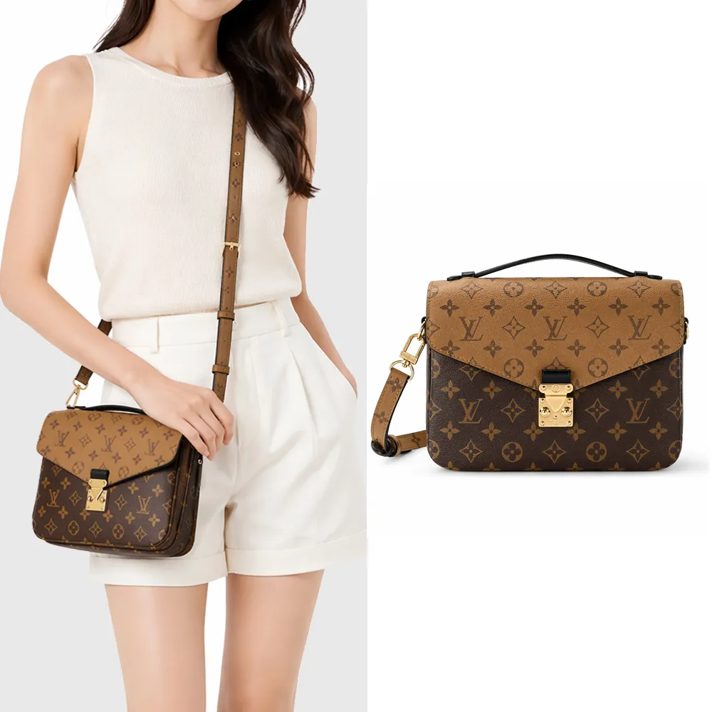 【Louis Vuitton 路易威登】M44876 Pochette Metis 帆布印花S型扣鎖手提斜背包(焦糖x卡其棕)