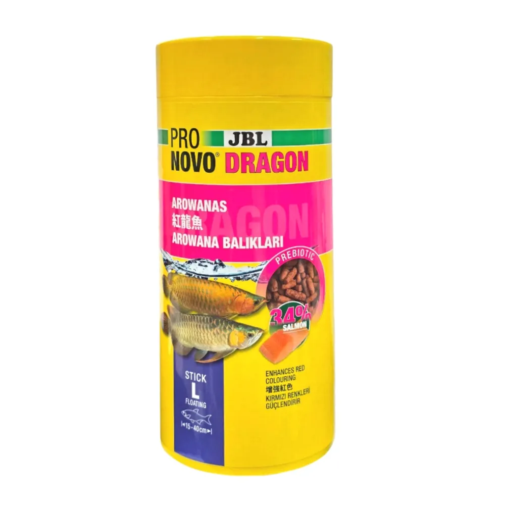 【JBL 臻寶】龍魚飼料增豔主食 1L 條狀飼料L  1000ml(紅龍、金龍、龍魚玩家推薦款)NOVO DRAGON/