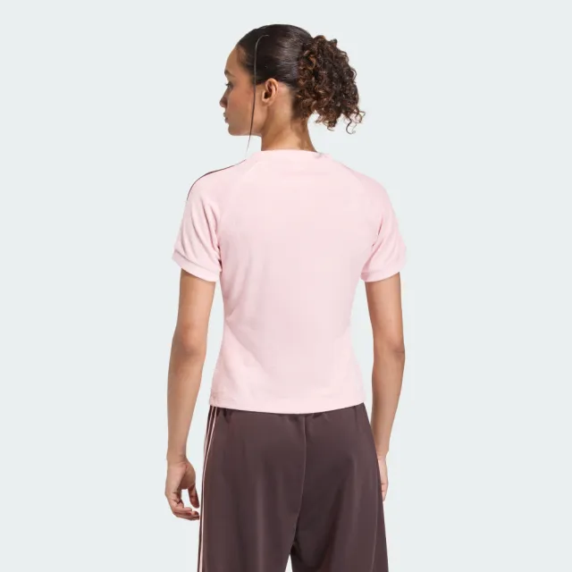 【adidas 愛迪達】短袖上衣(KD1410 女款ORIGINALS修身毛巾布T恤 粉色系)