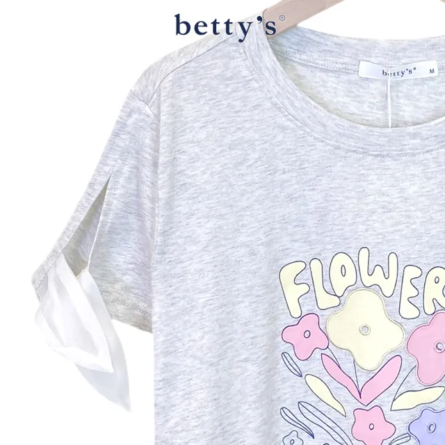 【betty’s 貝蒂思】繽紛花園袖口開岔造型T-shirt(共二色)