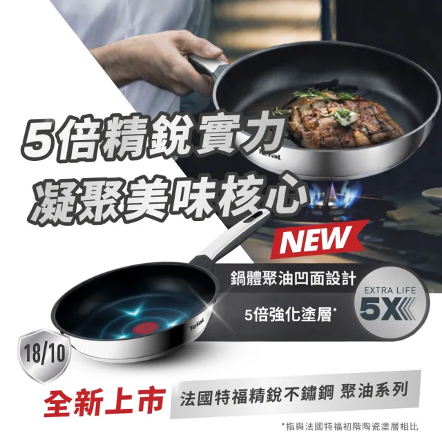 【Tefal 特福】精銳系列28cm不沾鍋平底鍋/聚油鍋(不挑爐具、IH爐可用鍋)
