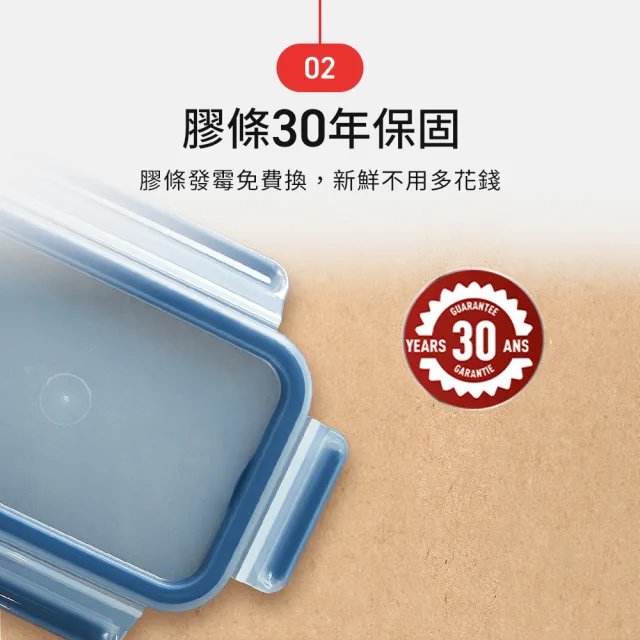 【Tefal 特福】無縫膠圈可微波不鏽鋼保鮮盒/便當盒_1.2L(3入組)