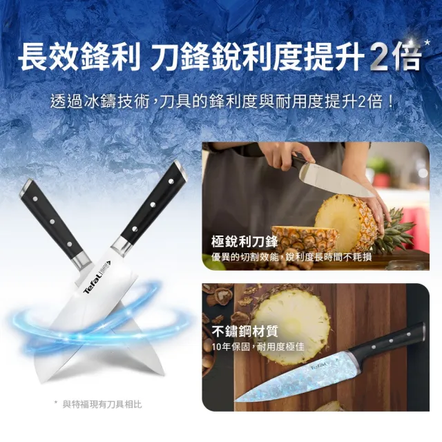 【Tefal 特福】冰鑄系列不鏽鋼刀具六件組/刀座組/刀具架
