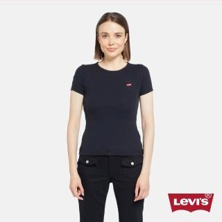 【LEVIS】HAYES 短Tee / 微彈性/經典布章LOGO/黑 女生上衣 熱賣單品 001J3-0007