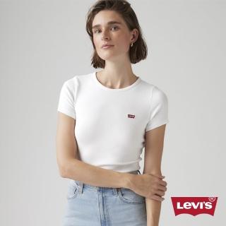 【LEVIS】HAYES 短Tee / 微彈性/經典布章LOGO/白 女生上衣 熱賣單品 001J3-0006