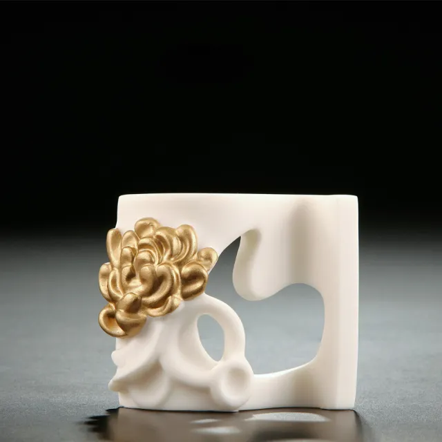 【Gallery Chuan 筌美術】怡然欣悅-小 Content - Chrysanthemum(石雕 送禮 藝品 藝術禮品 花卉)