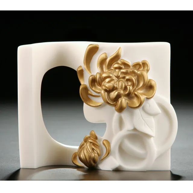 【Gallery Chuan 筌美術】怡然欣悅-大 Content - Chrysanthemum(石雕 送禮 藝品 藝術禮品 花卉)