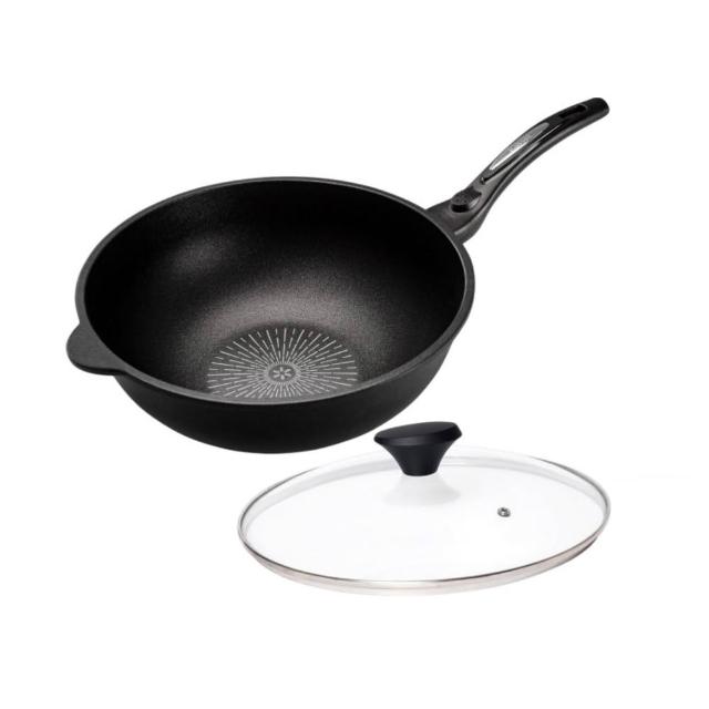 【Kassel】鑽石不沾深炒鍋附蓋32cm(可進洗碗機/不挑爐具)