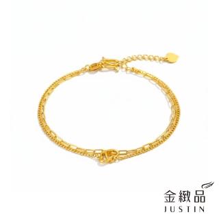 【金緻品】黃金手鍊 心心相釦 0.91錢 愛心 扣環 環環相扣 雙層鍊 兩層 多層次 心型 5G黃金 純金手鍊