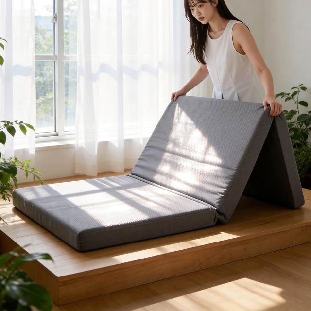 【Andy Bedding 安迪寢具】台灣製單人8cm三折式折疊床墊3x6.2尺(三折收納 硬挺支撐 可拆洗)