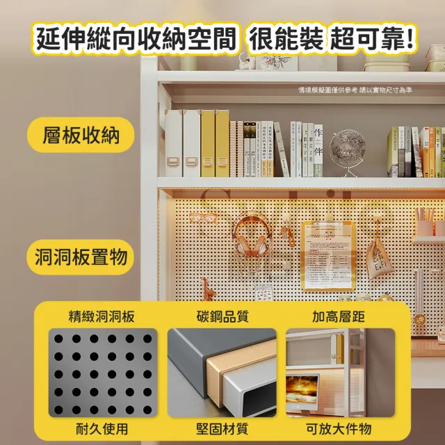 【靚白家居】全碳鋼 洞洞板桌上書架置物架螢幕收納架(寬95 x 高97 x 深 25公分)
