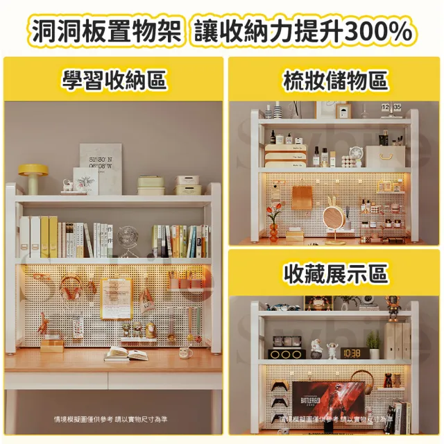 【靚白家居】全碳鋼 洞洞板桌上書架置物架螢幕收納架(寬135 x 高97 x 深 25公分)