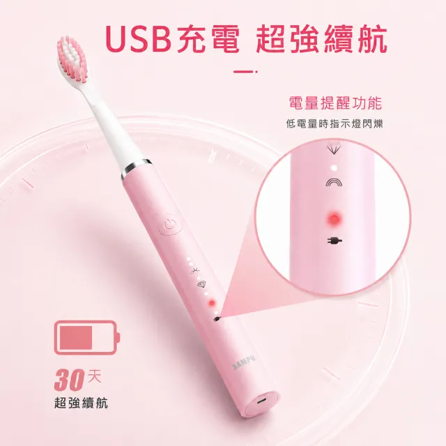 【SAMPO 聲寶】五段式音波電動牙刷(TB-Z21U1L 共附8只刷頭)