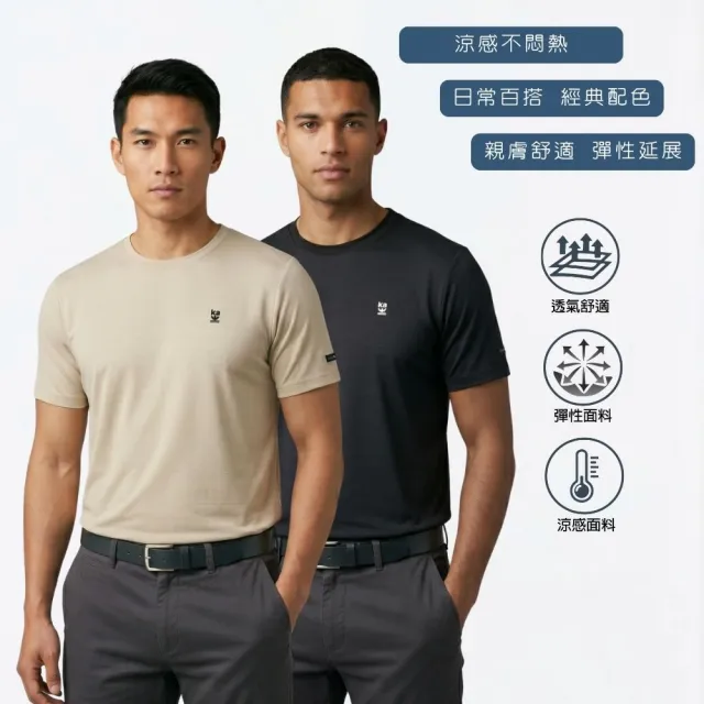 【Kinloch Anderson】金安德森男裝 涼感彈性圓領短袖T恤(男/機能面料/涼感透氣/經典百搭/多色任選)