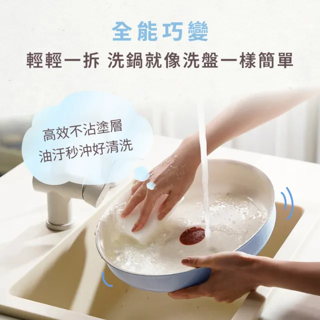 【Tefal 特福】巧變精靈系列可拆式不沾鍋5鍋11件組-天空藍(IH爐可用鍋/電磁爐適用/露營好攜帶)