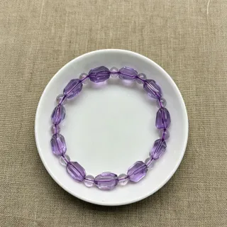 【佰財水晶珠寶】7-8mm天然高品質透體紫水晶隨形桶珠手串