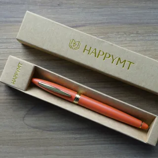 【HAPPYMT 開心鋼筆店】開心鋼珠筆-珊瑚朱金夾(免費客製化刻字)