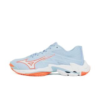 【MIZUNO 美津濃】Wave Lightning Elite 女 排球鞋 包覆 回彈 水藍橘(V1GC260084)