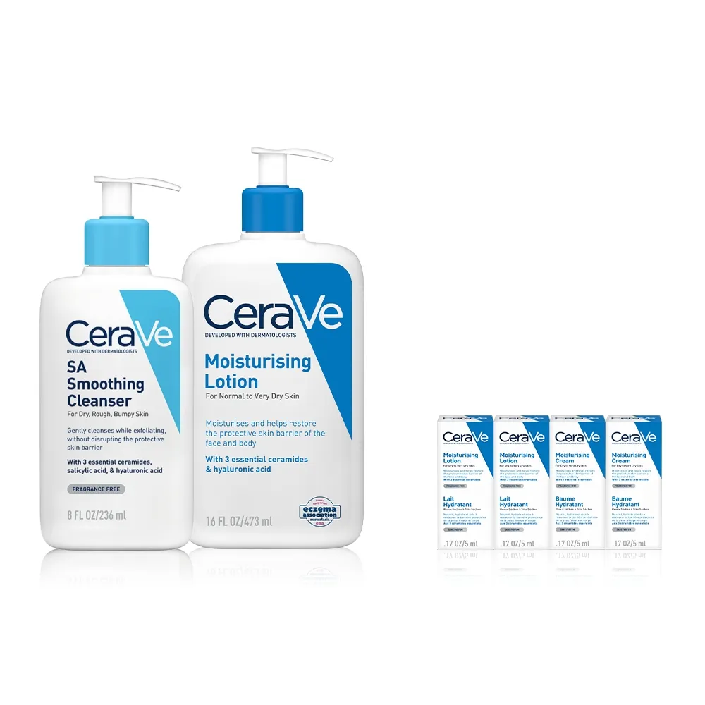 【CeraVe適樂膚】角質代謝嫩膚組★長效清爽保濕乳+水楊酸煥膚淨嫩潔膚露(保濕乳473ml+潔膚露236ml)