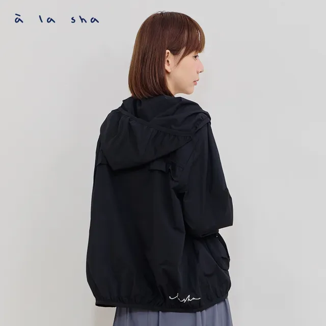 【a la sha】抽皺蝴蝶結口袋造型連帽外套