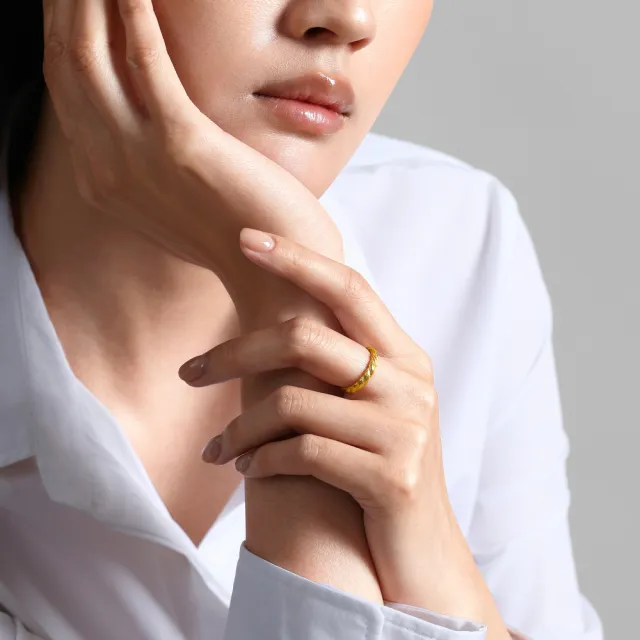 【點睛品】扭扭麻花 黃金戒指_計價黃金(港圍13)
