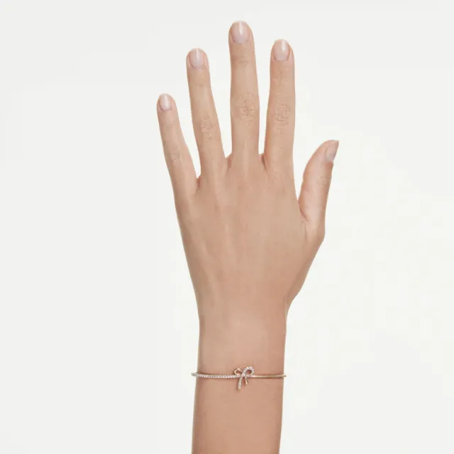 【SWAROVSKI 施華洛世奇】官方直營 Hyperbola 蝴蝶結手鐲 鍍玫瑰金色 千金風天花板 法式浪漫| 5753330
