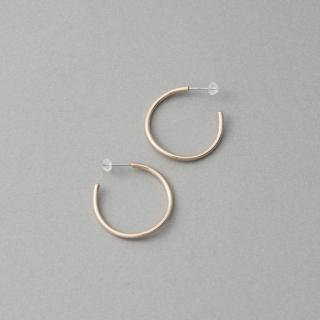 【ete】〔Signal Hoop〕簡約圈形耳環 S(粉霧金色 金色)