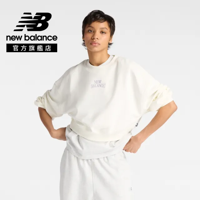 【NEW BALANCE】NB 大學T 圓領長袖上衣_WT61L6T3SST_女性_米杏色(美版 版型偏大)