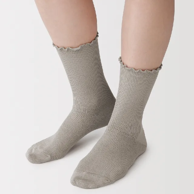 【MUJI 無印良品】女足口柔軟莫代爾混捲邊直角襪23-25cm(柔白/灰銀/深灰/黑色/煙燻粉/煙燻綠/紫紅/淡棕)