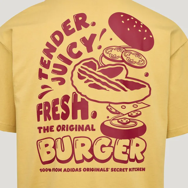 【adidas 愛迪達】Food Gfx Tee SS 男款 女款 黃色 寬鬆 棉質 T恤 運動 休閒 短袖 LC6472
