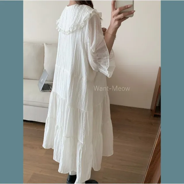 【Want-Meow】90公斤可穿/獨家加大寶寶領有內裡連身長洋長裙洋裝(大碼/大尺碼/加大碼/孕婦裝/洋裝)