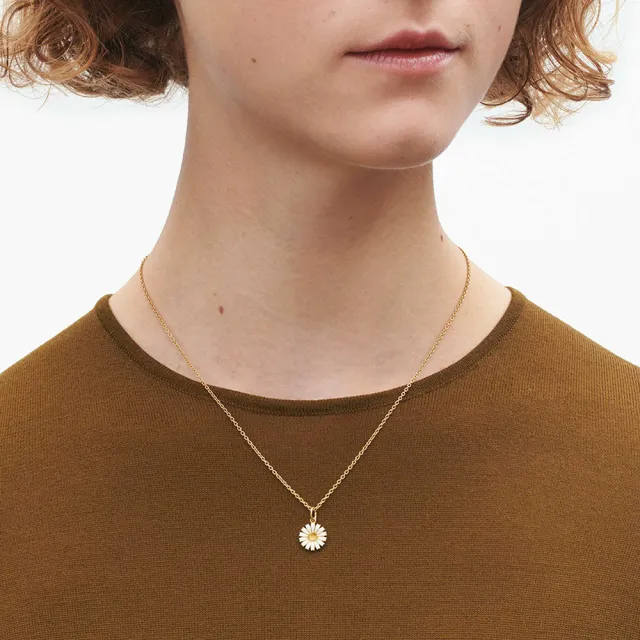 【Georg Jensen 喬治傑生】DAISY 項鍊 - 線上獨賣款(18K黃金電鍍純銀 白瓷琺瑯)