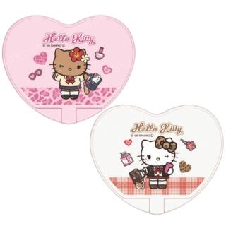 【小禮堂】Sanrio 三麗鷗 Hello Kitty 心型隨身鏡 豹紋/曬傷款