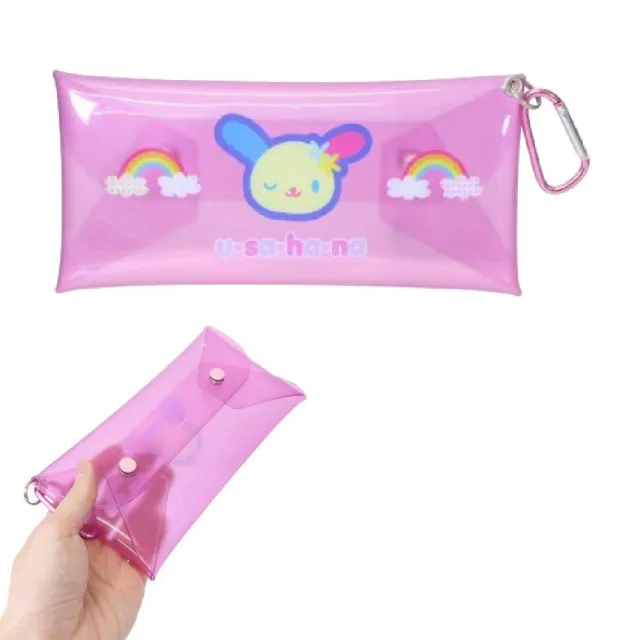 【小禮堂】Sanrio 三麗鷗 Hello Kitty PVC扣式長型收納包附扣環 大臉款 Kitty 花小兔 酷洛 