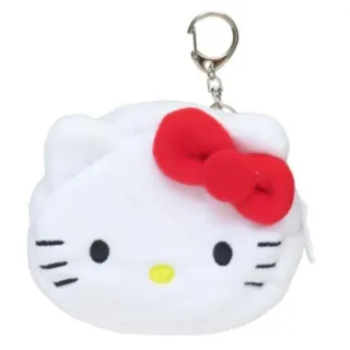 【小禮堂】Sanrio 三麗鷗 Hello Kitty 絨毛造型零錢包吊飾 大臉款