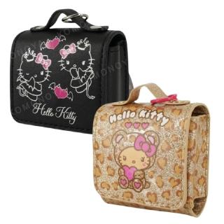 【小禮堂】Sanrio 三麗鷗 Hello Kitty 皮質收納包吊飾 天使惡魔/豹紋款