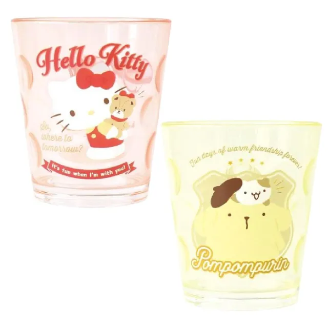 【小禮堂】Sanrio 三麗鷗 透明無把壓克力杯 200ml 好友款 Kitty 美樂蒂 布丁狗