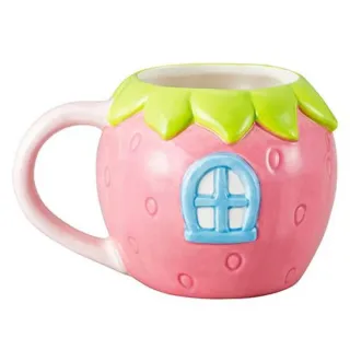 【小禮堂】Sanrio 三麗鷗 Hello Kitty 造型陶瓷馬克杯 360ml 粉草莓款