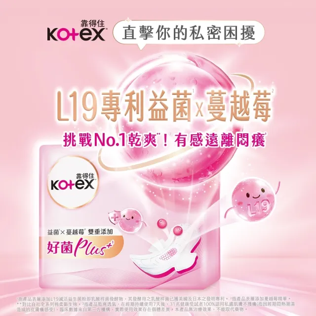 【Kotex 靠得住】好菌Plus+衛生棉 17.5-35cm