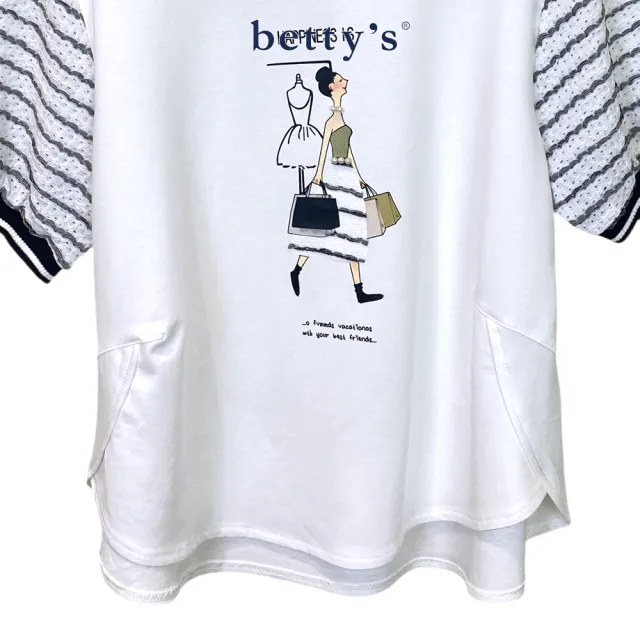 【betty’s 貝蒂思】購物女孩條紋泡泡袖T-shirt(共二色)