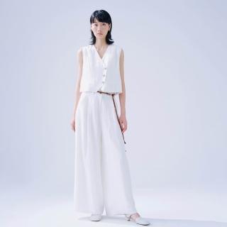 【giordano ladies】26SS 棉麻混紡前幅打摺落地褲(02416009)