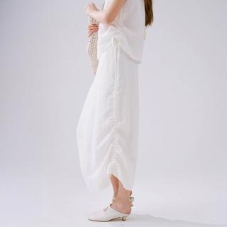 【giordano ladies】26SS 側邊抽繩長裙(02466023)