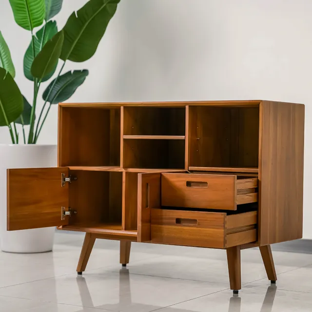【Mahogany 瑪荷尼家具】免組裝 109X40X80 晨光儲物櫃(B) MYR-C 全原木桃花心木 收納櫃 M1-AT30(E06)-B(KD)
