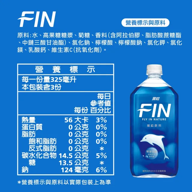 【黑松】FIN補給飲料975mlx12入/箱