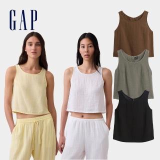 【GAP】女裝 夏日棉紗交叉背背心-多色任選(883013)