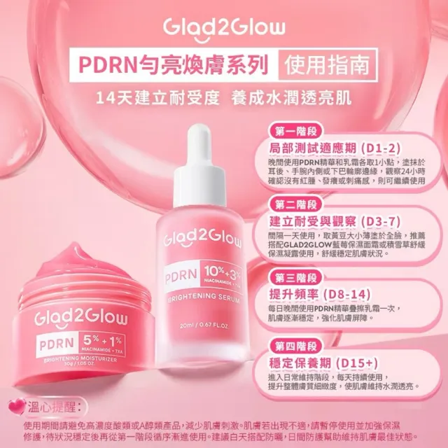 【GLAD2GLOW】PDRN煥膚精華組(勻亮修護精華乳霜30g+勻亮煥膚精華20ml)