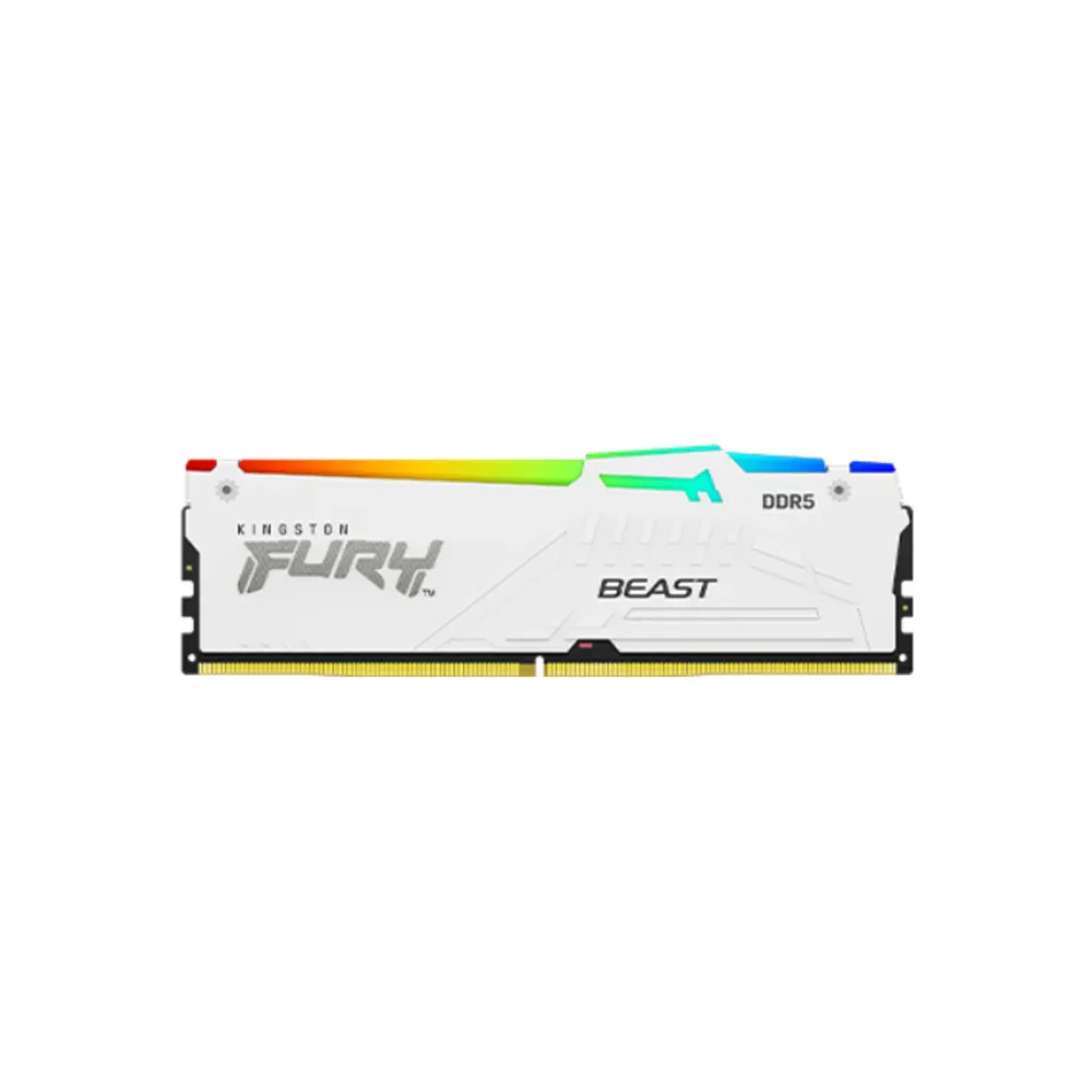 【Kingston 金士頓】FURY Beast DDR5 RGB 6000MT/s 32GB（2x16GB）記憶體 白色(KF560C30BWEAK2-32)