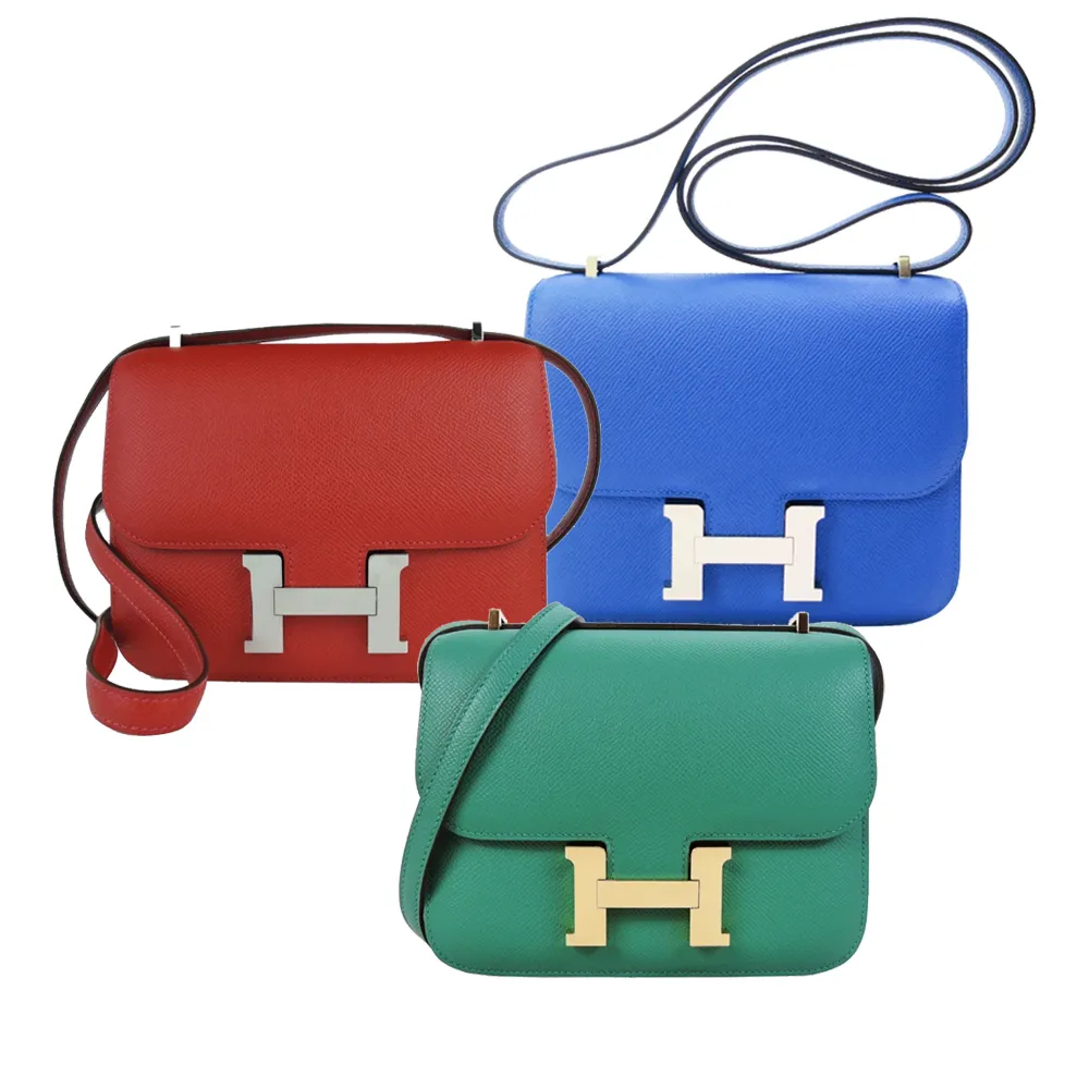 【Hermes 愛馬仕】Constance 18cm牛皮斜背包(多款選)