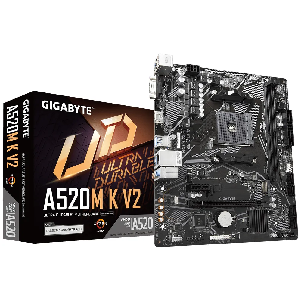 【GIGABYTE 技嘉】A520M K V2 DDR4 主機板+AMD R5 3400G 代理盒裝 4核 8緒(M+C組合包)
